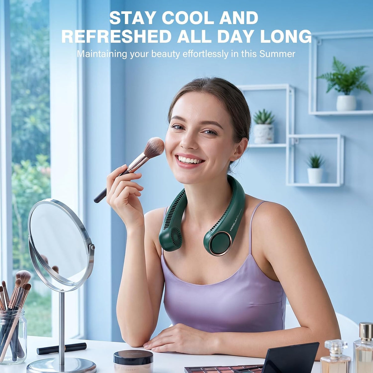 Morelax Neck Fan, USB Rechargeable Personal Fan,Hand Free Bladeless Portable Fans,4000 mAh, 3 Speeds,72 Air Faster softer 360° Cooling, Ultra Quiet,Gift Suitable for Home, Office, Travel, Sports
