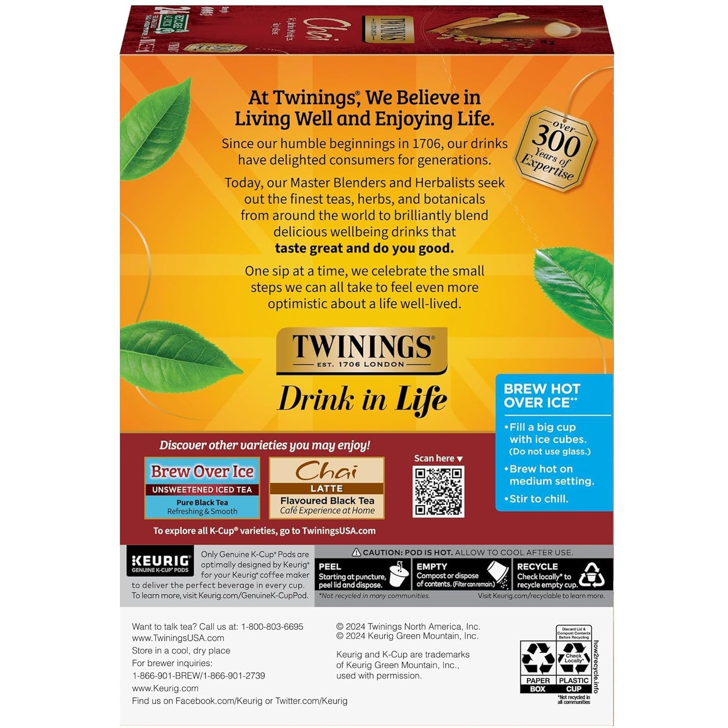 Twinings Pure Peppermint Herbal Tea K-Cup Pods for Keurig, 24 Count (Pack of 1), Made with 100% Pure Peppermint, Naturally Caffeine-Free, Enjoy Hot or Iced