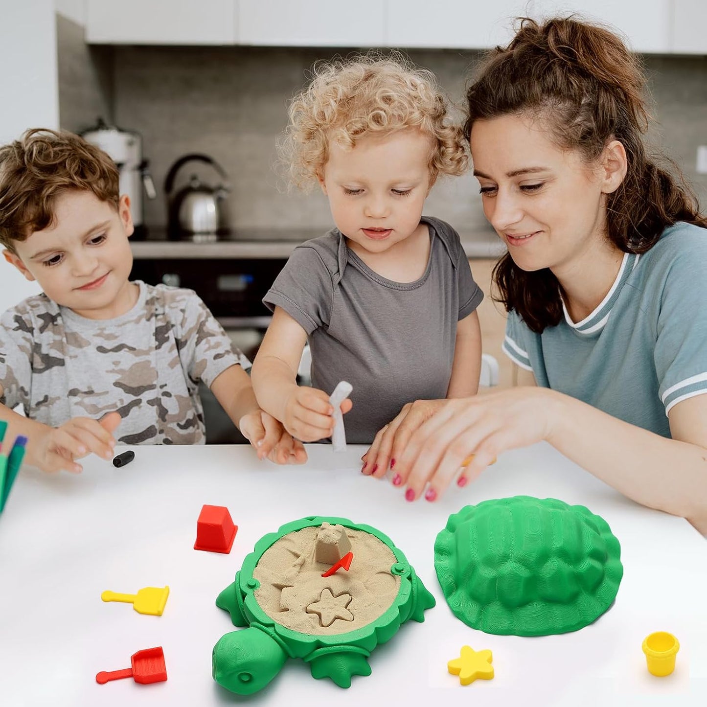Mini Desktop Turtle Sandbox with Soft Sand and Small Tools -Premium Sand Garden for Desk Kit - Mini Zen Garden Kit Gifts Decor Desktop Accessories for Home, Office - Fidget Stress Relief