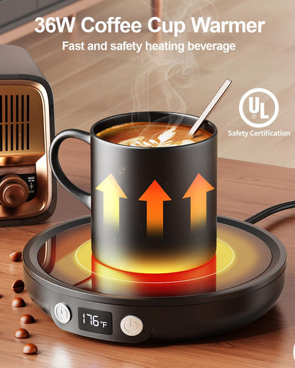 SWEETFULL Mug Warmer for Desk, Coffee Cup Warmer with Timer - Black