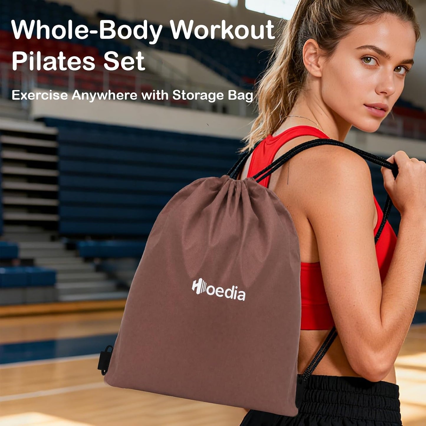 Hoedia Pilates Kit for Women, Pilates Equipment Ring and Ball Set with Resistance Bands, Yoga Strap, Core Sliders, Socks, Bag & Guide for Starter Home Workout Fitness Gym Essentials