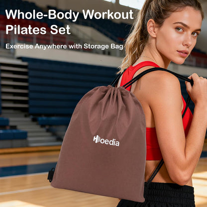 Hoedia Pilates Kit for Women, Pilates Equipment Ring and Ball Set with Resistance Bands, Yoga Strap, Core Sliders, Socks, Bag & Guide for Starter Home Workout Fitness Gym Essentials