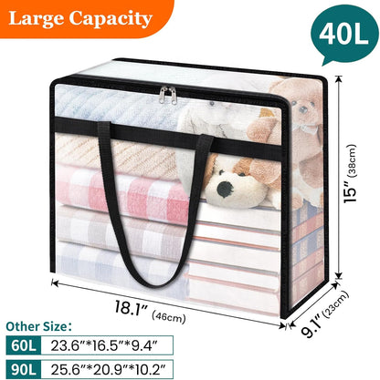 TasticTotes 6 Pack Clear Storage Bags for Comforter, Clothes & Bedding, 40L
