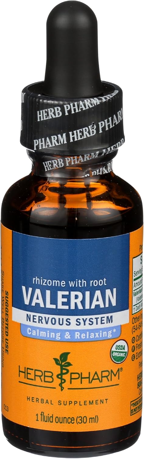 Herb Pharm Valerian Liquid Extract: USDA Organic Calming Valerian for Sleep & Relaxation, Fast-Absorbing Liquid Herbal Supplement with Valerian Root & Rhizome, Up to ~3 Week Suppl, 1 oz*