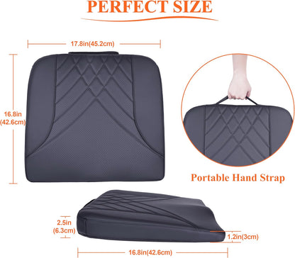 kingphenix Premium Car Seat Cushion, Memory Foam Driver Seat Cushion to Improve Driving View- Coccyx & Lower Back Pain Relief - Seat Cushion for Car, Truck, Office Chair (Leather Black)