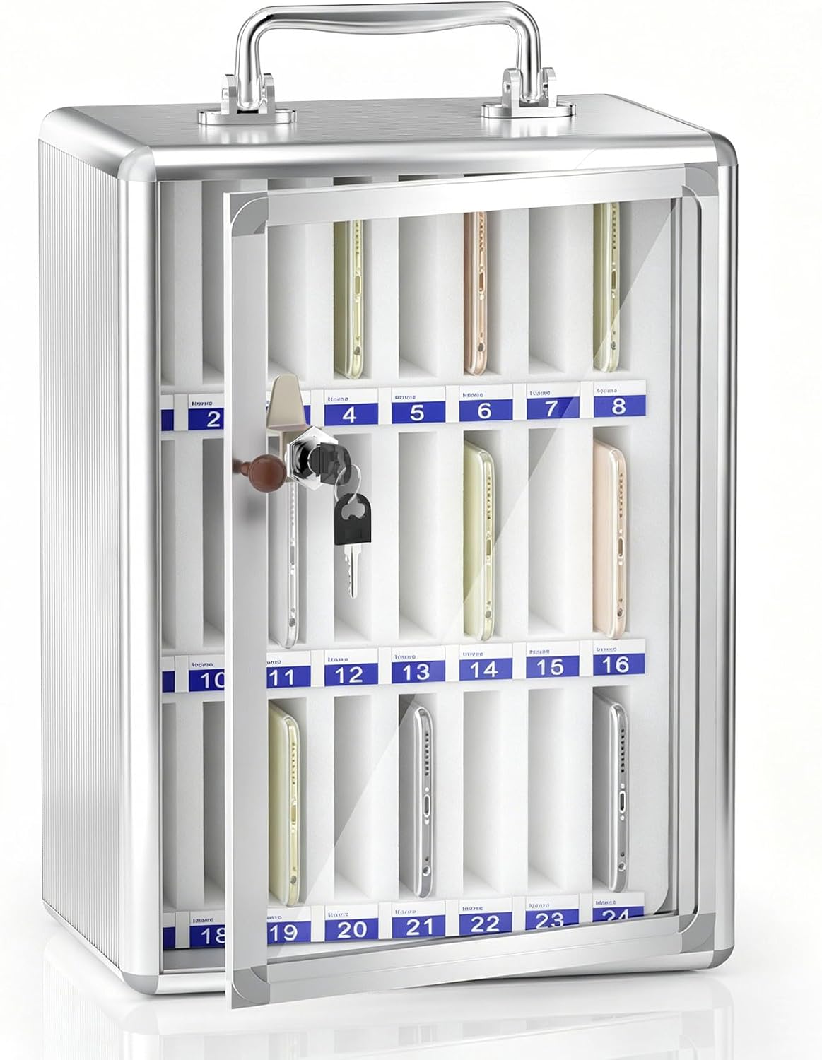 Aluminum Alloy Cell Phone Lock Box, Phone Holder for Classroom, 36 Slots