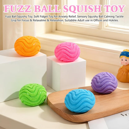 Fuzz Ball, Squishy Stress Ball, Soft Fidget Toy for Anxiety Relief, Fuzz Stress Ball, Sensory Squishy Ball Calming Tactile Grip for Focus & Relaxation (Purple)