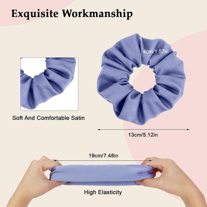 Satin Scrunchies for Women – 8PCS Blush & Brown Silk Hair Ties Set – No Crease, Frizz-Free, Gentle Elastic Hair Bands, Soft & Stylish Everyday Hair Accessories Gifts