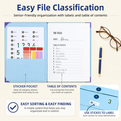 Estate Planning Binder, Document Organizer, Emergency Records File (Blue)
