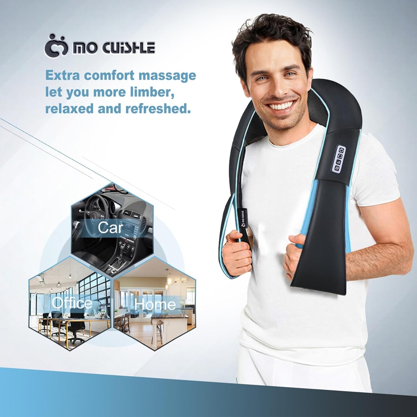Mo Cuishle Women Men Gifts, Shiatsu Back Shoulder and Neck Massager with Heat, Electric Deep Tissue 4D Kneading Massage, Best Gifts for Mom Dad Wife Husband her Him, Christmas, Birthday (NOT Cordless)