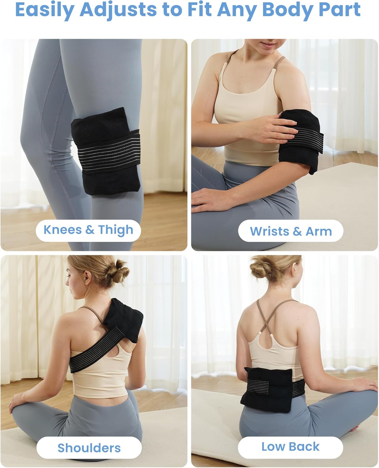 2 Ice Packs for Injuries Reusable, Cold and Hot Packs for Injuries, Joint Pain, Muscle Soreness, and Body Inflammation, Adjustable Ice Packs Wraps for Knees, Back, Shoulders, Arms, and Legs