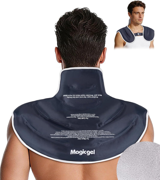 Magic Gel Ice Pack for Neck and Shoulders, Reusable Cervical Ice Pack Wrap for Neck Pain Relief, Flexible Gel Cold Pack for Shoulder Surgery Recovery, Rotator Cuff Injuries, Physical Therapy - Large