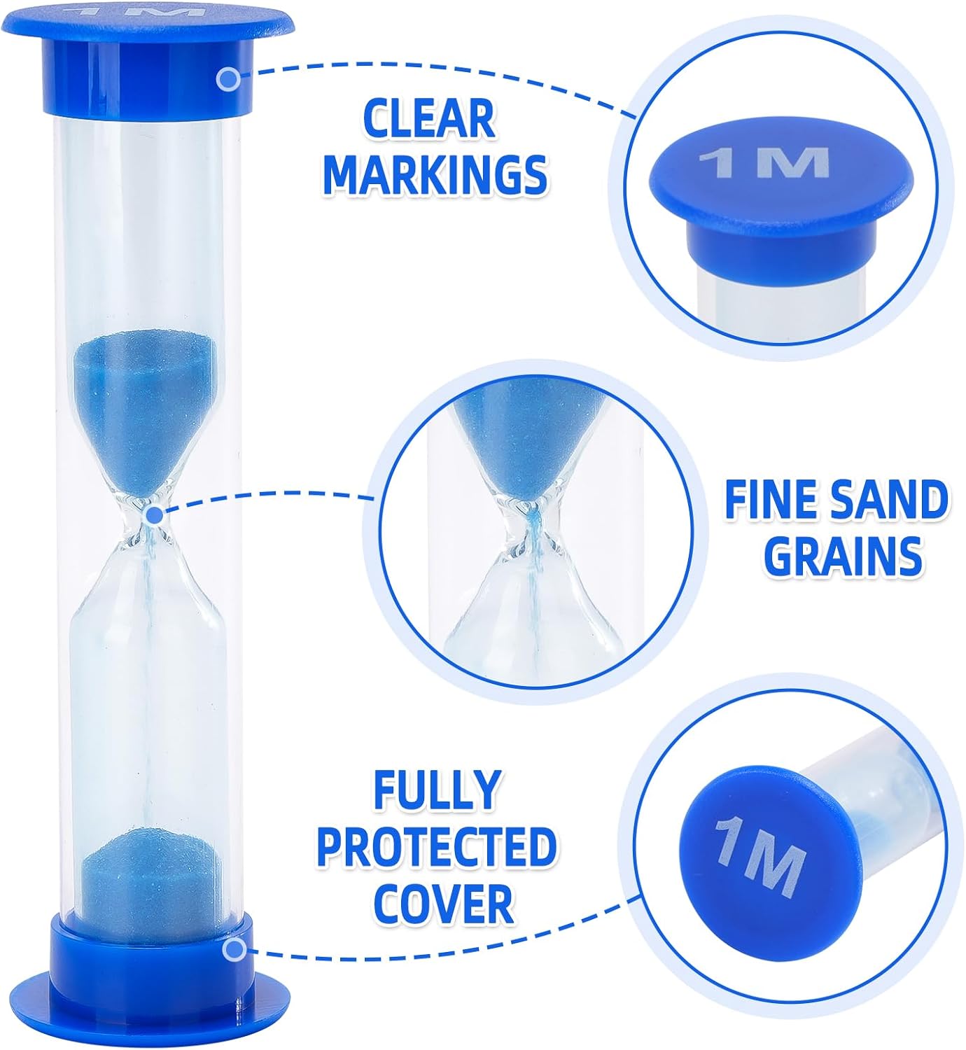 I-MART 6 Pcs Plastic 1 Minute Sand Timer Sandglass Hourglass Sand Clock, Blue