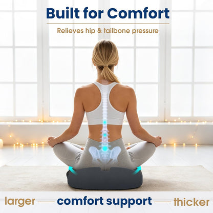 Ergonomic Seat Cushion for Office Chair, Memory Foam Coccyx Cushion for Tailbone Pain Relief, Non-Slip Washable Cover, Pressure Relief Chair Pad for Office, Car, Wheelchair & Home Black