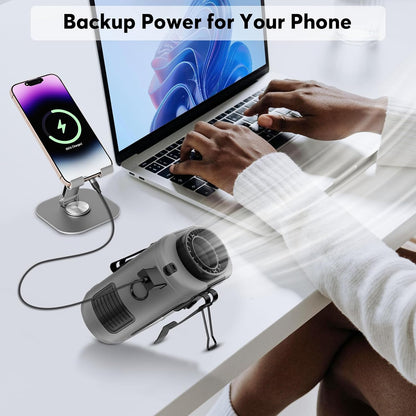 AI Portable Fan Rechargeable -10000mAh, 40H Work Time with 5 Speeds 16000RPM Strong Airflow, Personal Waist Fan with LED Light for Clip On Belt, Neck, Desk, Outdoor Indoor Jobsite Camping Travel