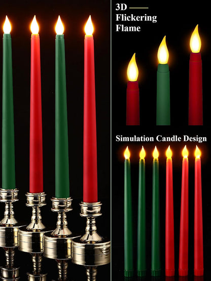 Treela 24 Pcs Flameless Taper Candles Battery Operated Bulk Fake Candles Light LED Candle Sticks Flickering Tapered for Easter Wedding Anniversary Decoration(Basic,11 Inch,Ivory)