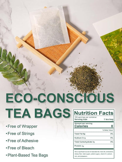 TeeLux Green Tea Bags, Pure Green Tea, Super Antioxidant, Caffeinated 100ct