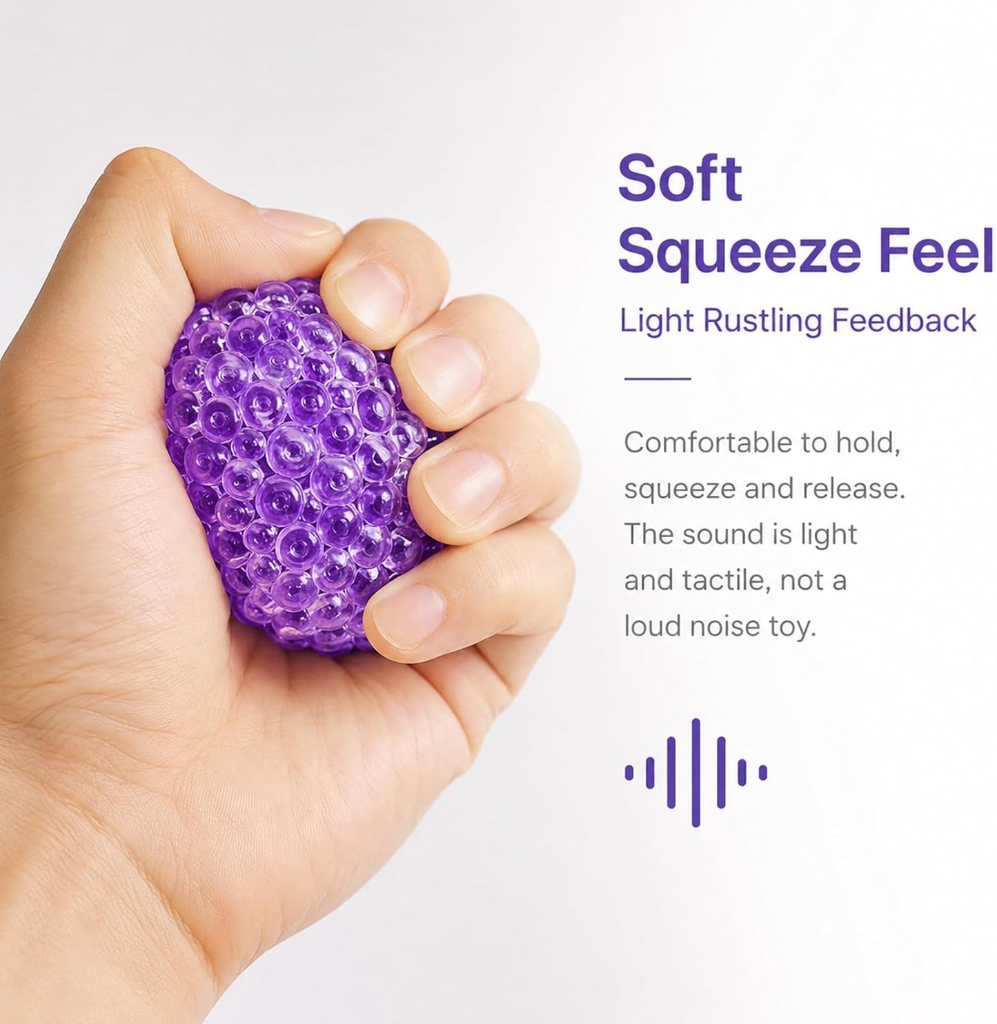 Handmade Stress Relief Balls for Adults, Soft Squeeze Fidget Toy with Rustling Sound, Portable Sensory Desk Toy for Office and Home (1 Blue)