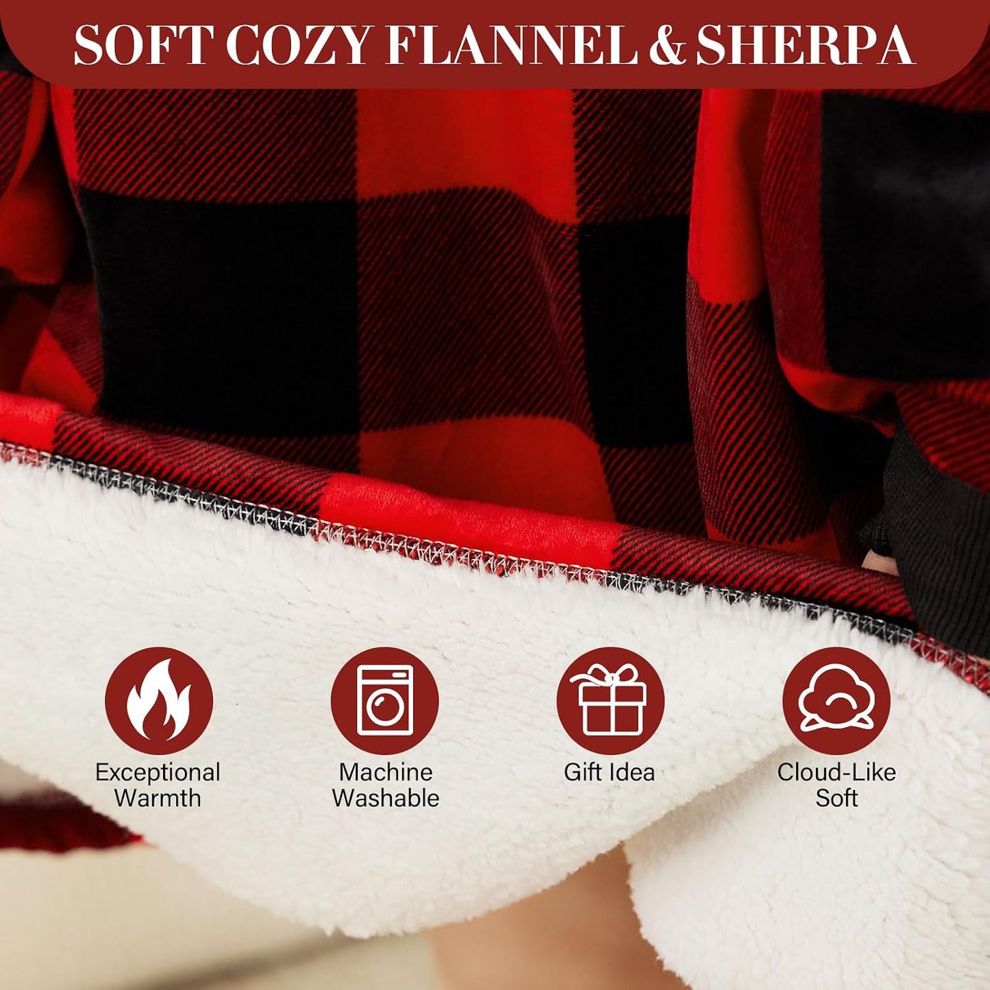 LetsFunny Blanket Hoodie,Oversized Wearable Sherpa Fleece Blanket Sweatshirt,Super Soft Warm Cozy with Giant Pocket,Gifts for Women Men Adults Teenagers, One Size Fits All