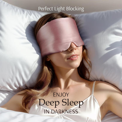 Zenssia 100% Mulberry Silk Sleep Mask Eye Mask for Man and Woman with Adjustable Headband, Full Size Large Sleep Mask & Blindfold for Total Blackout for All Night Sleep, Travel & Nap- Black