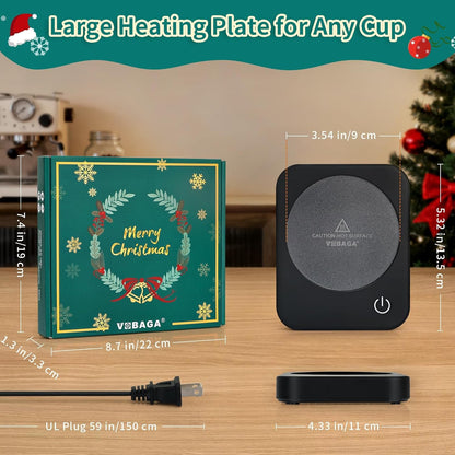 VOBAGA Coffee Mug Warmer for Desk with Auto Shut Off & 3-Temp Settings, Coffee Cup Warmer with Smart Safety Alert Home Office Accessory, Perfect for Coffee, Tea, Milk (Mug for Display)