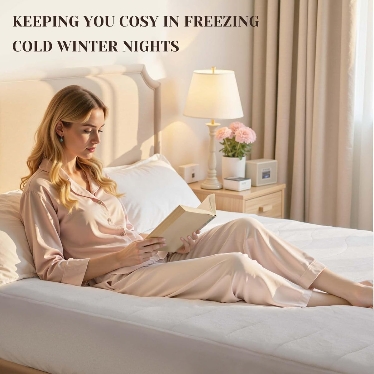 GOTCOZY Heated Mattress Pad Mini Twin Size-Heated Pad for Bed Warmer(White)