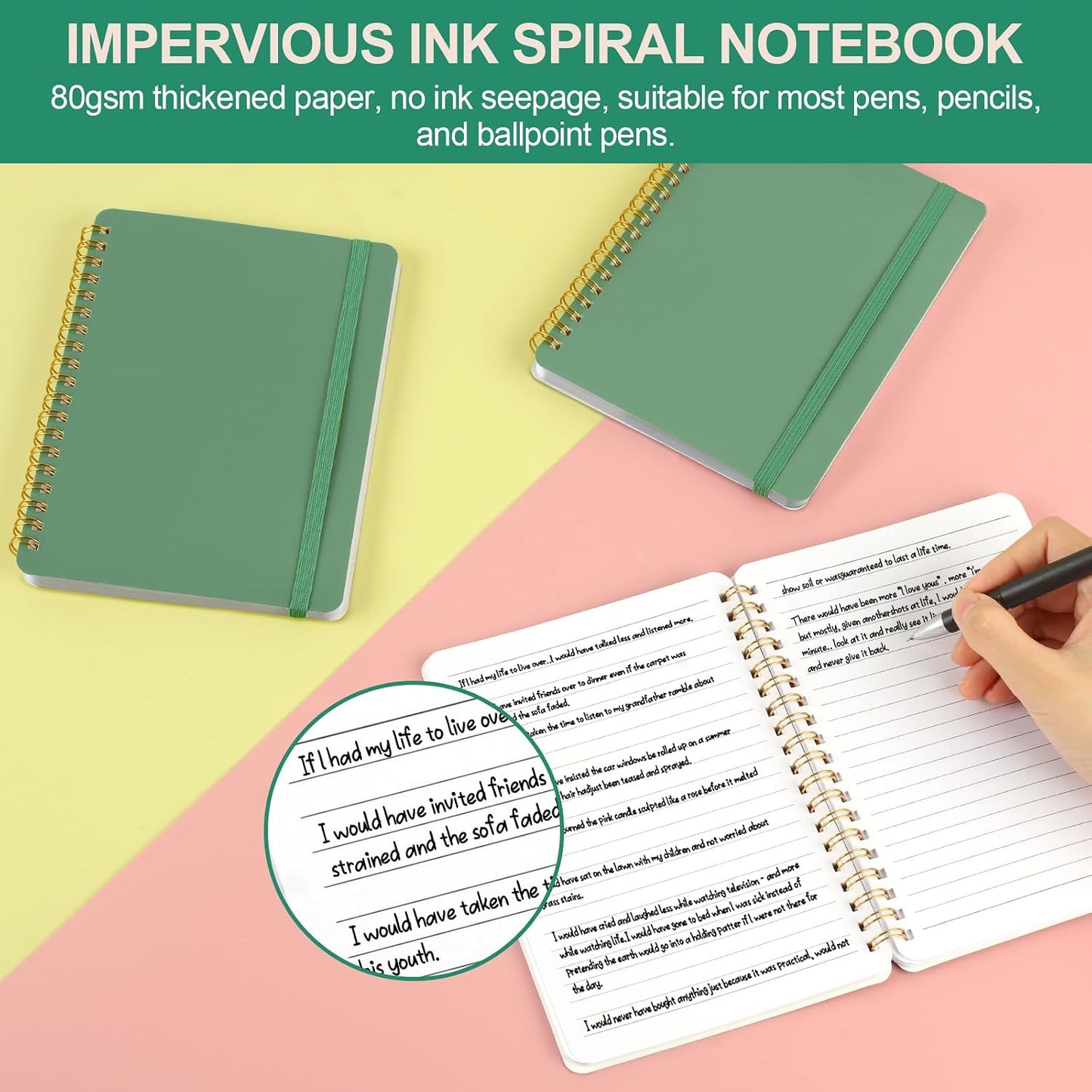 Utron 3 PCS Small Spiral Notebook 5x7, Notebooks for Note Taking, Morandi Spiral Journal Notebook, Work Notebook Small Notebooks 5x7 with Strap, Cute Notebooks for Women 70 Sheets/Note Books