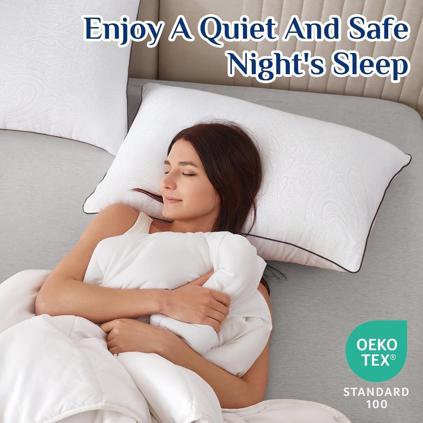 JOLLYVOGUE Pillows Standard Size Set of 2, Cooling and Supportive Pillows Full Size Set of 2 for Side and Back Sleepers, Down Alternative Hotel Collection Sleeping Pillow