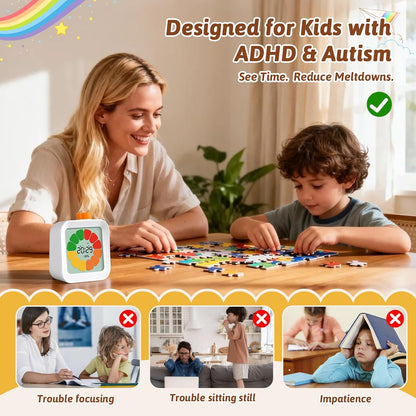 EooCoo Cute School Supplies Visual Timer for Kids, ADHD & Autism, Digital Countdown with Clear Petal-Style Visual Time Progress, Easy-to-Use Time Management Tool for Calm Transitions, Classroom & Home