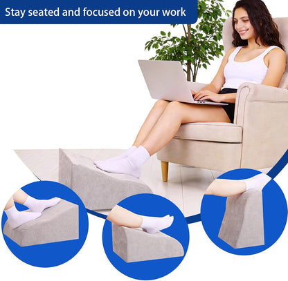 Foot Rest for Under Desk at Work, Ergonomic Under Desk Footrest with Washable Cover for Office, Home & Gaming Leg Elevation Pillow Black