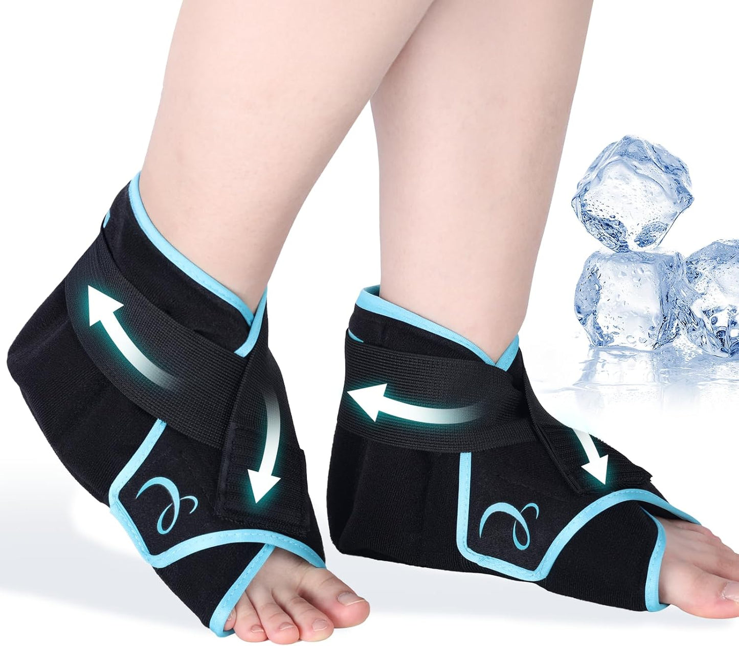 Comfytemp Ankle Ice Pack Wrap Brace for Swelling, Foot Pain Relief, 2 Gel Packs for Injuries Reusable, Hot Cold Compress Therapy for Plantar Fasciitis Relief, Heel Spur, Achilles Tendonitis, Swelling