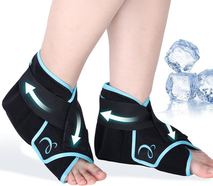 Comfytemp Ankle Ice Pack Wrap Brace for Swelling, Foot Pain Relief, 2 Gel Packs for Injuries Reusable, Hot Cold Compress Therapy for Plantar Fasciitis Relief, Heel Spur, Achilles Tendonitis, Swelling