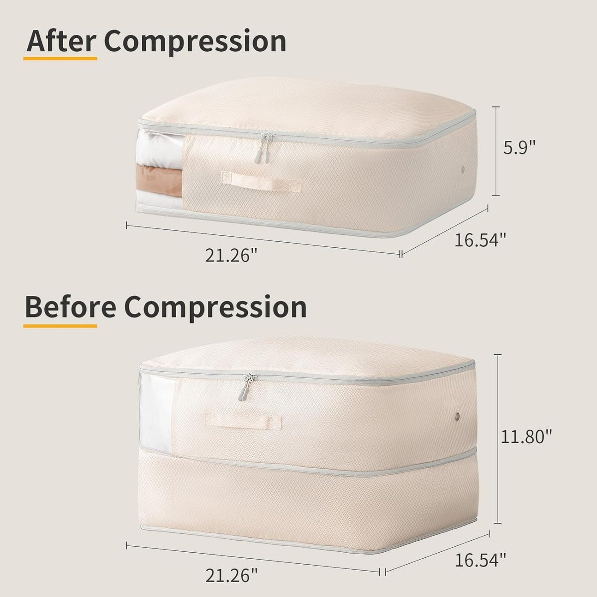 DIMJ Comforter Storage Bag - Blanket Storage Organizer Compression Bags, Large Capacity Ultra Space Saving Self Compression Organize for Bedding, Pillow, Duvet, Sheet Storage with Zipper Window