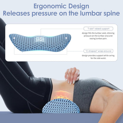 kasney Lumbar Support Pillow, Back Pillow for Low Back Pain Relief, Ergonomic Streamline Car Seat, Office Chair, Recliner and Bed (Gray)
