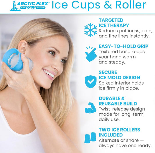 Arctic Flex Ice Roller for Face, Eyes & Neck (2 Pack) - Facial Ice Cube