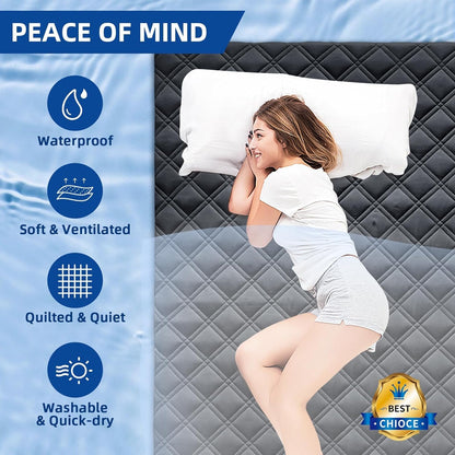 Queen Mattress Protector Waterproof, Mattress Pad Fitted Deep Pocket 8"-21"