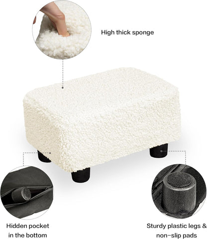 CAROLMADE Small Foot Stool Ottoman Footstool with Legs Under Desk Footrest for Living Room Bedroom and Office,Linen-Grey