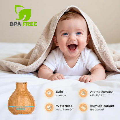 Aromatherapy Essential Oil Diffuser, 550ml Ultrasonic Fragrant Oil Large Room Humidifier, Diffusers for Home with Timer and Waterless Auto-Off, 7 Color LED Lights,Cool Mist Humidifiers