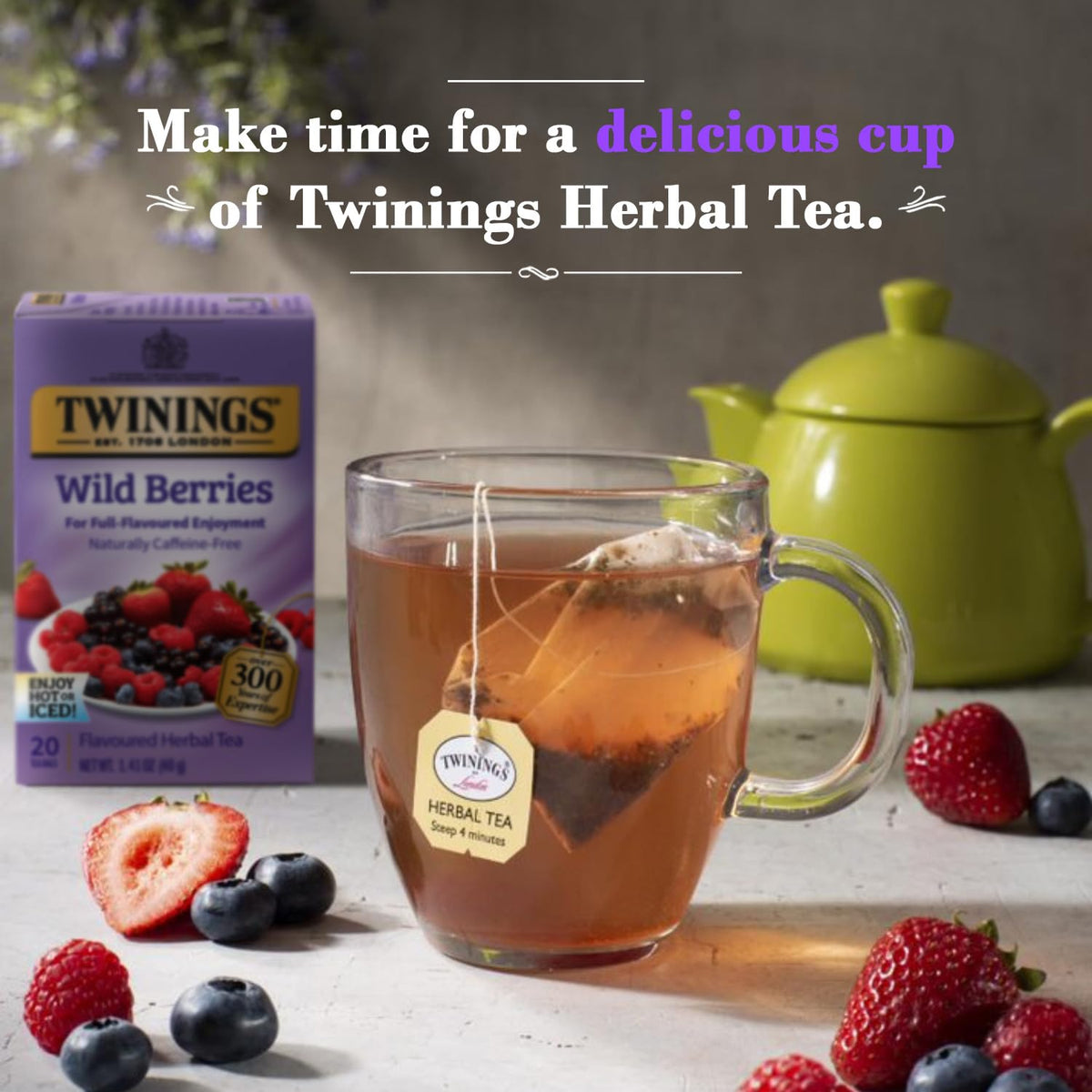 Twinings Wild Berries Herbal Tea 2-Pack, 20 Count Ea