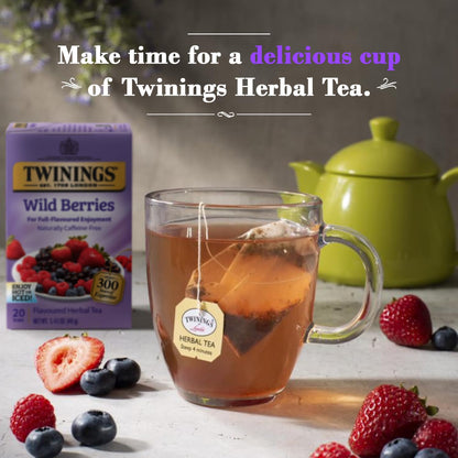 Twinings Wild Berries Herbal Tea 2-Pack, 20 Count Ea