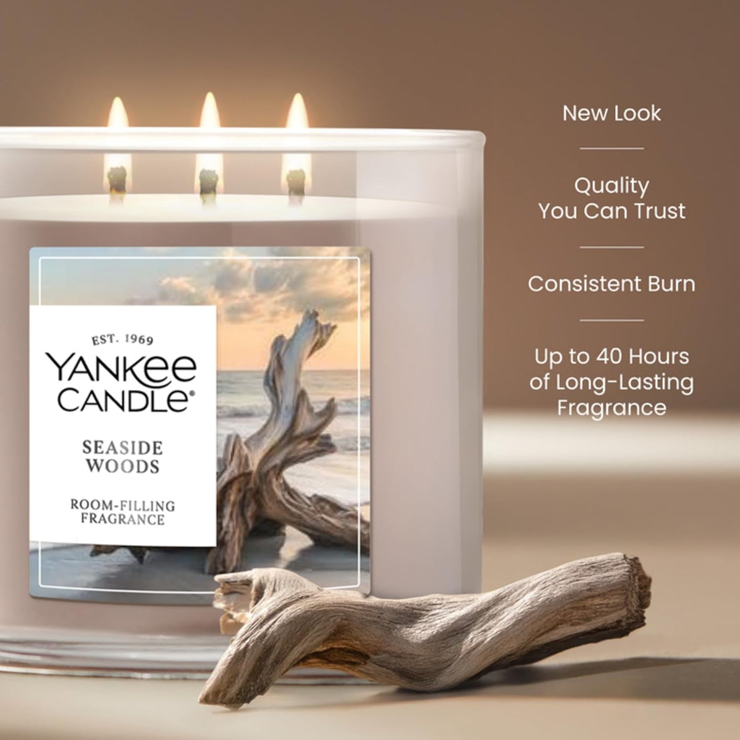 Yankee Candle Sage & Citrus, Scented Candle, 14.5oz 3-Wick Candle Jar with up to 40 Hours Burn Time, Giftable