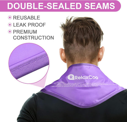 RelaxCoo Neck Ice Pack Wrap, Reusable Gel Ice Pack for Neck Shoulders, Cold Compress Therapy for Pain Relief, Injuries, Swelling, Bruises, Sprains, Inflammation and Cervical Surgery Recovery