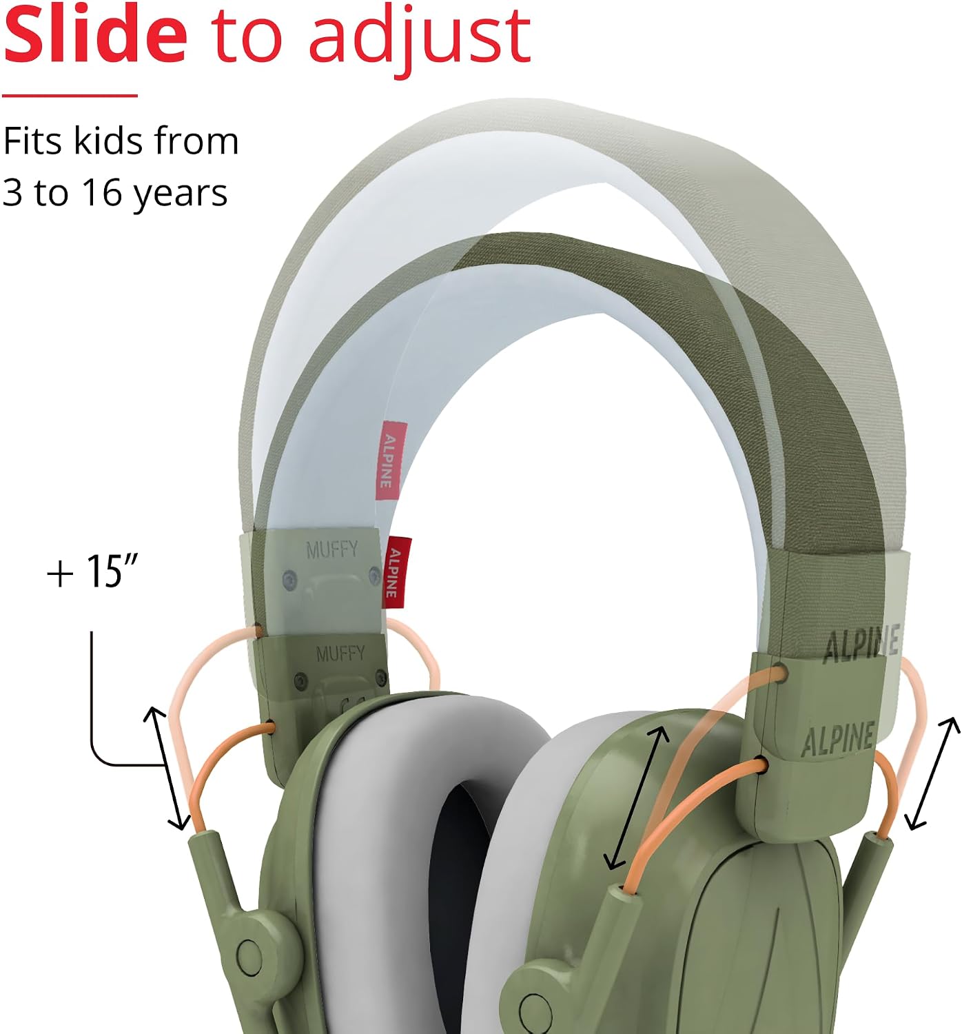 Alpine Muffy Kids - Hearing Protection - CE & ANSI Certified - Adjustable for Ages 3-16 years - Noise Cancelling Headphones - 25dB Sound Reduction Ideal for Protection and Concentration Aid – Black