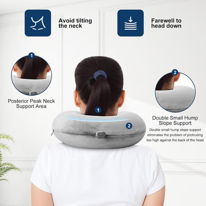 GDEOUP Travel Pillow 100% Pure Comfortable U Shape Memory Foam Pillows Neck and Head Support Portable Travel Neck Pillow Suitable for Planes Airplane for Traveling,Train,Self-Drivingng Car,(Grey)