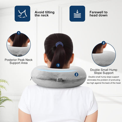 GDEOUP Travel Pillow 100% Pure Comfortable U Shape Memory Foam Pillows Neck and Head Support Portable Travel Neck Pillow Suitable for Planes Airplane for Traveling,Train,Self-Drivingng Car,(Grey)