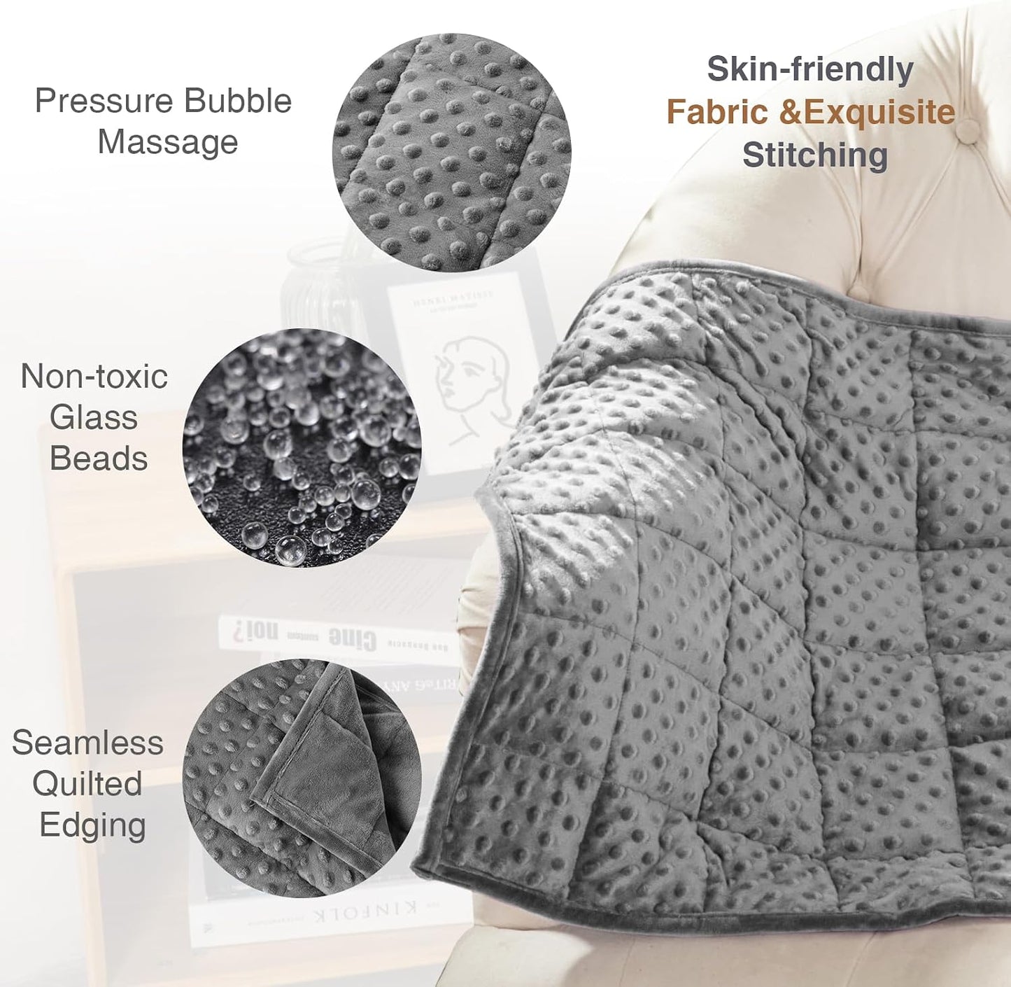 Alomidds Weighted Lap Blanket 7lbs, Cozy Luxury Breathable Weighted Blanket for Adults, Weighted Lap Pad for Travel, Relaxation, Sleeping, Purple, 29" x 24"