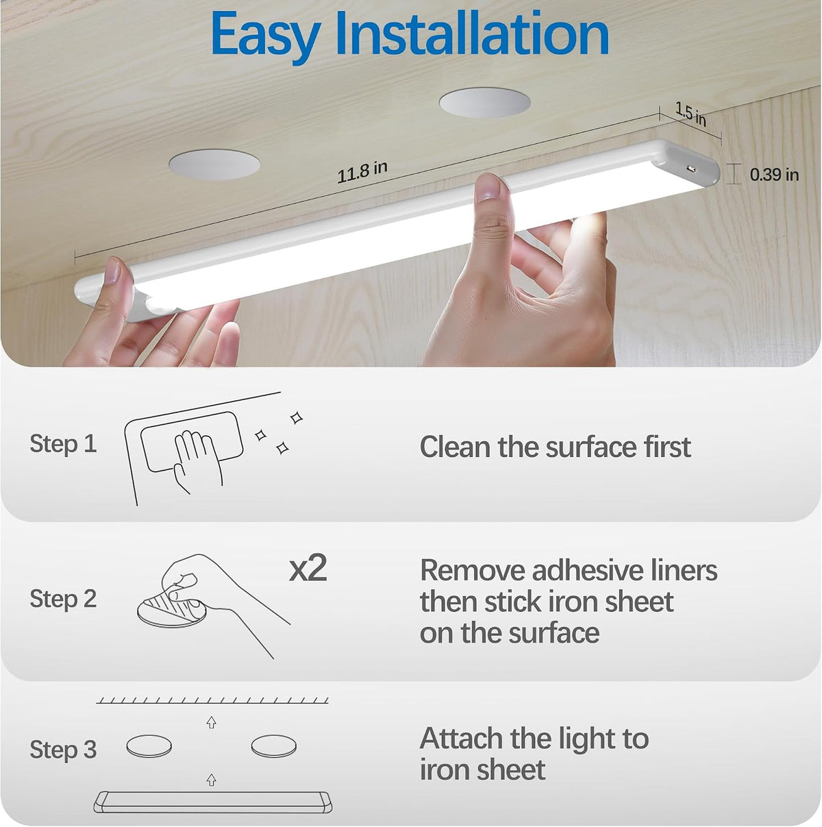 5-Pack Motion Sensor Under Cabinet Light, 3CCT, 7.9 inch
