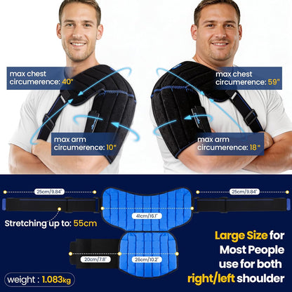NEWGO Shoulder Ice Pack Wrap for Rotator Cuff, 2 Hours Long Lasting Cold Therapy with Flexible Cubed Design, Pain Relief for Arm & Shoulder Injuries, Post-Surgery Recovery, Reusable