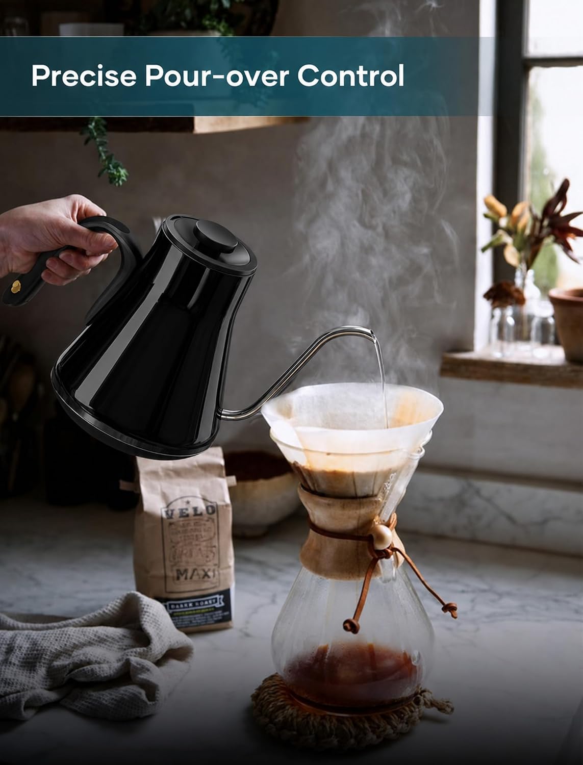 INTASTING Gooseneck Electric Kettle with ±1℉ Temperature Control 0.9 Liter