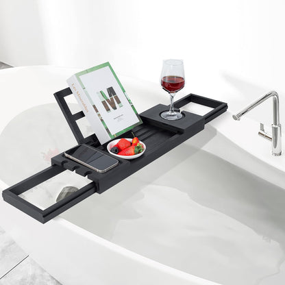 Utoplike Bamboo Bathtub Caddy Tray for Tub, Expandable Bath Table Trays